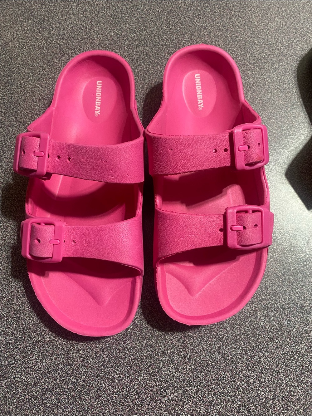 UNIONBAY Kids Hot Pink Dual-Buckle Slide Sandals